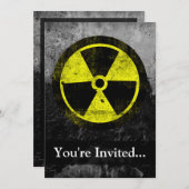 Invitation Symbole radioactif Grunge (Devant / Derrière)