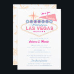 Invitation SYMBOLE RÉtro Las Vegas Bachelorette<br><div class="desc">L'emblématique panneau "Welcome to Las Vegas" est présenté avec la mention "Party in Las Vegas". Texte de style rétro pour le nom de la mariée et le nom du casino. Le support motif rétro étoile est facultatif. Coins arrondis facultatifs.</div>
