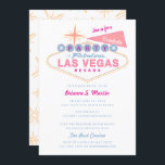Invitation SYMBOLE RÉtro Las Vegas Bachelorette<br><div class="desc">L'emblématique panneau "Welcome to Las Vegas" est présenté avec la mention "Party in Las Vegas". Texte de style rétro pour le nom de la mariée et le nom du casino. Le support motif rétro étoile est facultatif. Coins arrondis facultatifs.</div>