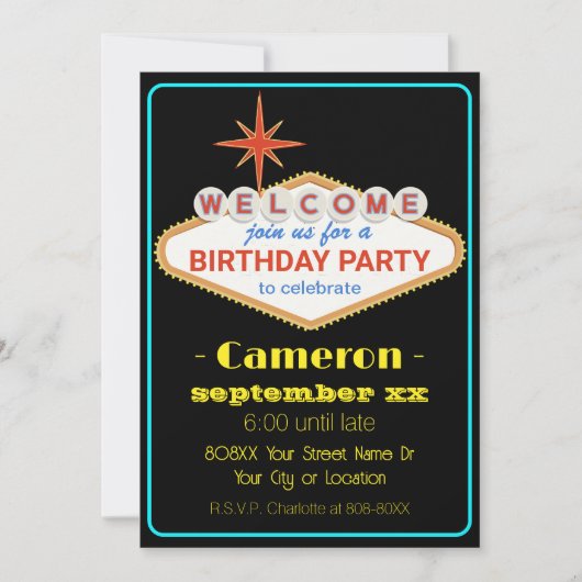 Invitation SYMBOLE REtro Neon Las Vegas (Devant)