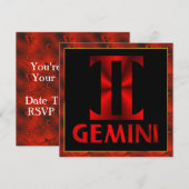 Invitation Symbole rouge d'horoscope de Gémeaux (Devant / Derrière)
