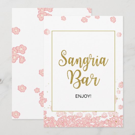 Invitation SYMBOLE Sangria| Fête de l'mariée rose et or (Devant / Derrière)
