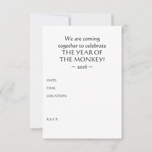 Invitation symbole singe chinois (Dos)