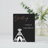 Invitation SYMBOLE TIpi AMÉRICAIN Mariage noir blanc (Debout devant)