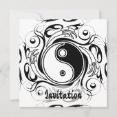 Invitation Symbole Yin et Yang Style tatouage noir et blanc (Devant)