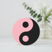 Invitation Symbole Yin Yang rose clair et noir (Debout devant)