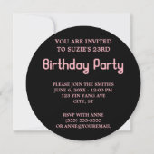 Invitation Symbole Yin Yang rose clair et noir (Dos)