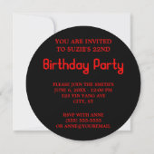 Invitation Symbole Yin Yang rouge et noir Anniversaire (Dos)