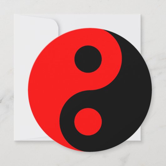 Invitation Symbole Yin Yang rouge et noir Anniversaire (Devant)