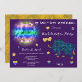Invitation Symbole Zodiaque Disco Rétro Taurus Bachelorette (Devant / Derrière)