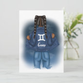 Invitation SYMBOLE Zodiaque Gemini Afro-Américain Fête d'anni (Debout devant)