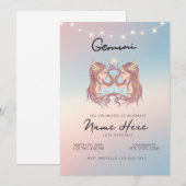 Invitation SYMBOLE Zodiaque Gemini Anniversaire (Devant / Derrière)