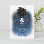 Invitation SYMBOLE Zodiaque Léo Afro-Américain fête d'anniver (Debout devant)