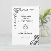 Invitation Symboles celtiques et feuillage sur blanc moderne (Debout devant)