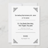 Invitation Symboles celtiques et feuillage sur blanc moderne (Dos)