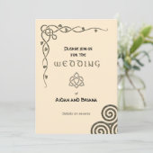 Invitation Symboles celtiques et feuillage sur crème moderne (Debout devant)