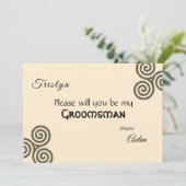 Invitation Symboles celtiques et feuillage sur la crème (Debout devant)