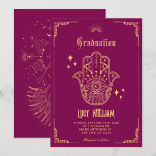 Invitation Symboles d'art vintage de Bohême graduation