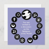 Invitation Symboles de religion du monde (Devant / Derrière)