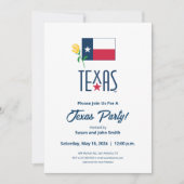 Invitation Symboles du Texas, drapeau du Texas et rose jaune (Devant)