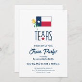 Invitation Symboles du Texas, drapeau du Texas et rose jaune (Devant / Derrière)