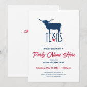 Invitation Symboles du Texas, Longhorn, marine (Devant / Derrière)