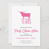 Invitation Symboles du Texas, Longhorn, rose (Devant)
