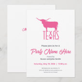 Invitation Symboles du Texas, Longhorn, rose (Devant / Derrière)
