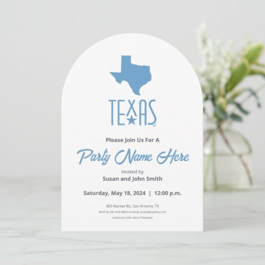 Invitation Symboles du Texas, Texas, bleu (Debout devant)