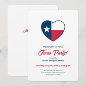 Invitation Symboles du Texas, Texas Drapeau, Coeur (Devant / Derrière)