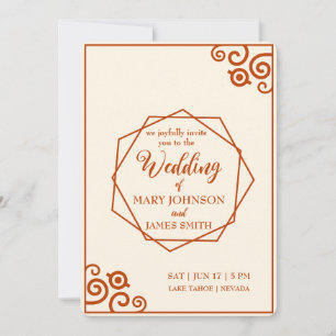 Invitation Symboles géométriques traditionnels beige et marro