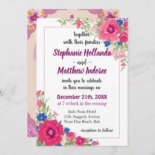 Invitation Symbolisme intemporel Foxglove en fête Mariage (Devant / Derrière)