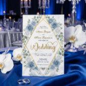 Invitation Symmetrical Swan Heart Romantic Dusty Blue