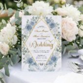 Invitation Symmetrical Swan Heart Romantic Dusty Blue