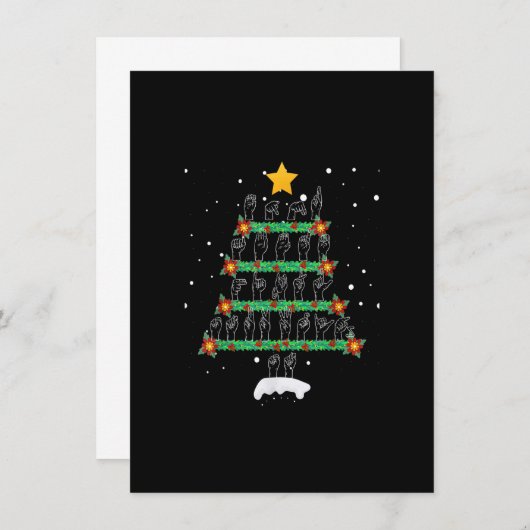 Invitation Sympa ASL Noël Arbre Signer Langue Noël Sourd P (Devant / Derrière)