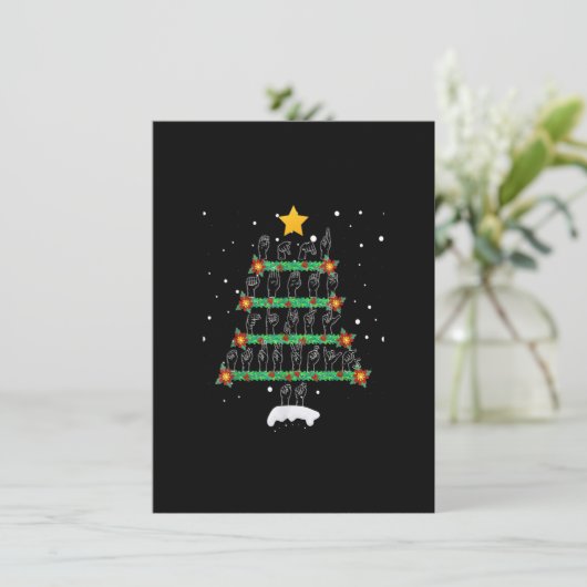 Invitation Sympa ASL Noël Arbre Signer Langue Noël Sourd P (Debout devant)