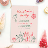 Invitation Sympa Doodles de Noël Fête Fête