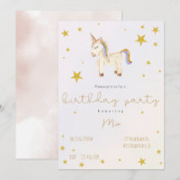Sympa lunatique Unicorn Gold Stars anniversaire en