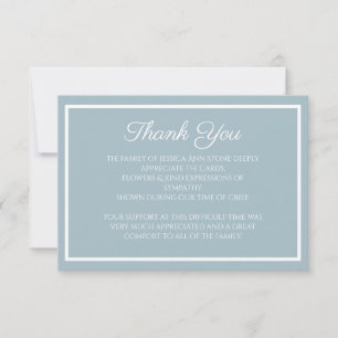 Invitation Sympathie Dusty Bleu Simple Merci funéraire