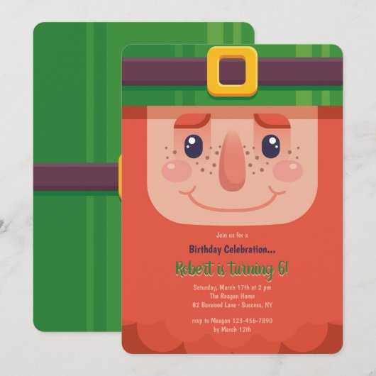 Invitation sympathique de lutin (Devant / Derrière)