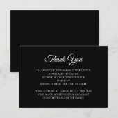 Invitation Sympathy Black Script Simple Funeral Merci (Devant / Derrière)