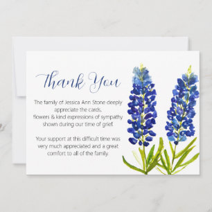 Invitation Sympathy Bluebonnets Funeral Death Merci