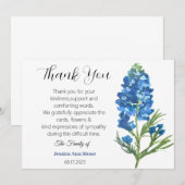 Invitation Sympathy Bluebonnets Funeral Death Merci (Devant / Derrière)