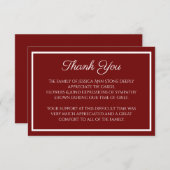 Invitation Sympathy Bourgogne simple Merci funéraire (Devant / Derrière)