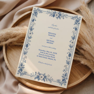 Invitation Symphonie arabesque délicate de bois bleu