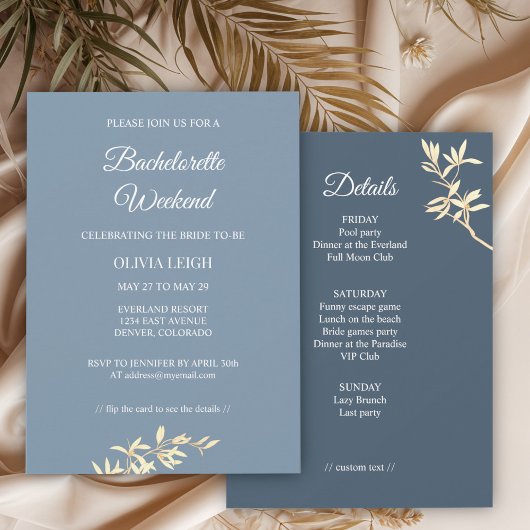 Invitation Symphonie florale intemporelle Bachelorette Week-e