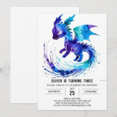 Invitation Symte Online Dragon Digital Boy Anniversaire (Devant / Derrière)