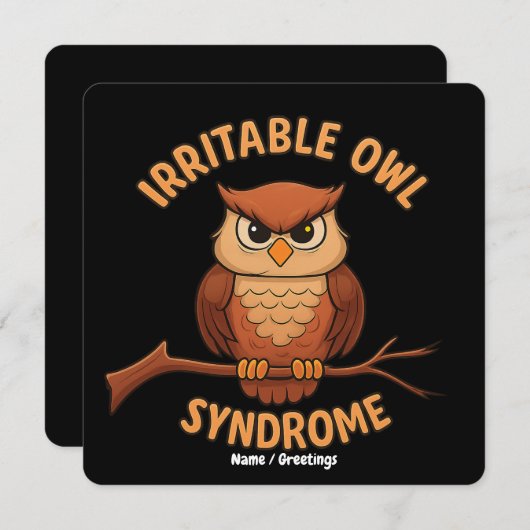 Invitation Syndrome de Chouette Irritable Drôle Chouette en C (Devant / Derrière)