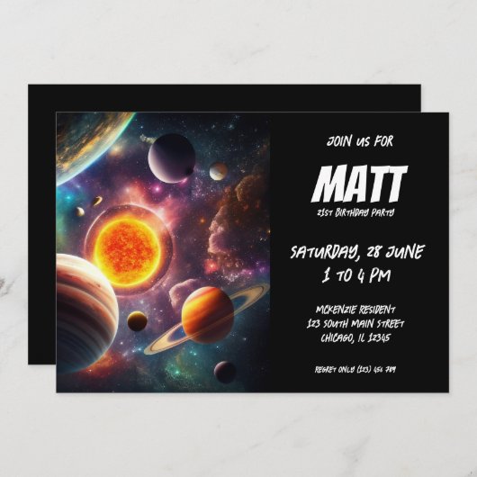 Invitation Système solaire (Devant / Derrière)