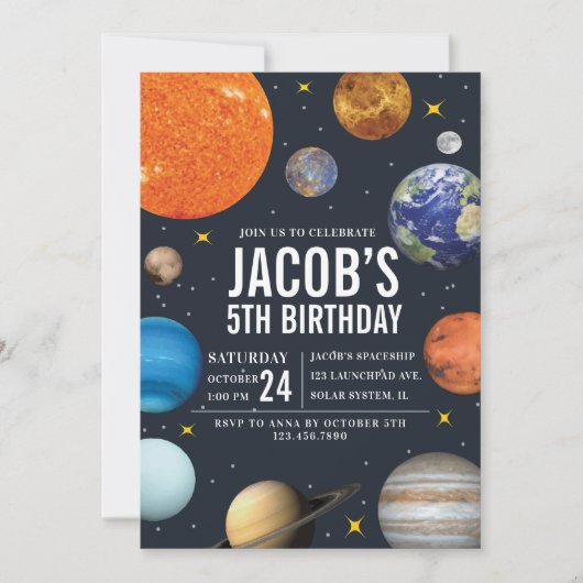 Invitation Système solaire Anniversaire (Devant)